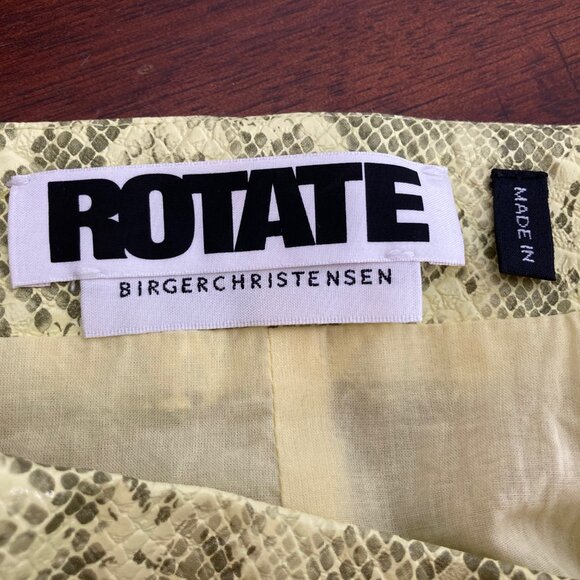 Rotate Birger Christensen Leeds Skirt Womens 6 Yellow Snake Faux Leather Rocker - Picture 8 of 11